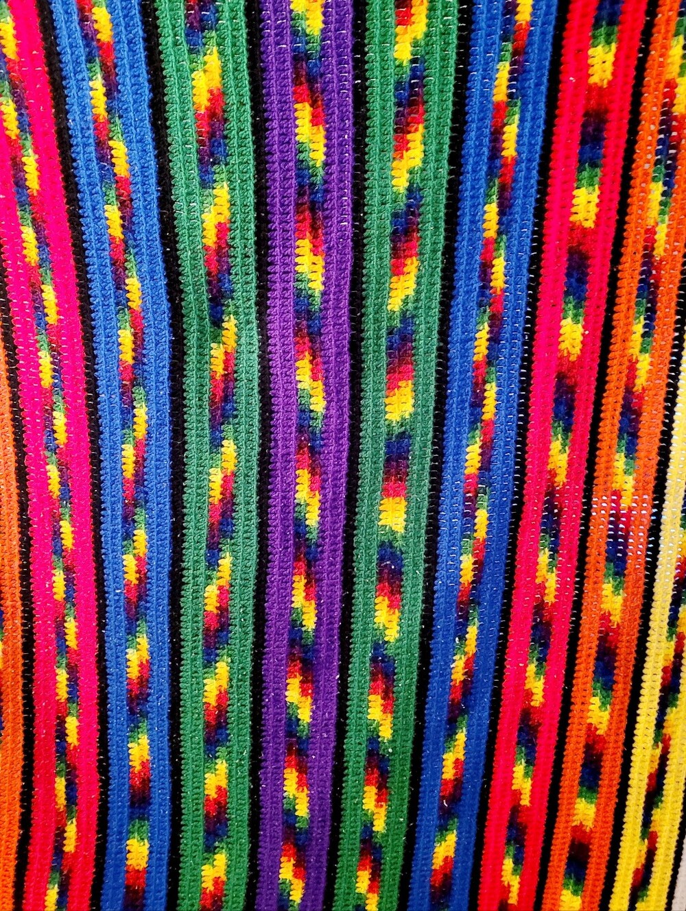 Handmade Rainbow Crochet Afghan Blanket Boho Fringe Throw 80x51